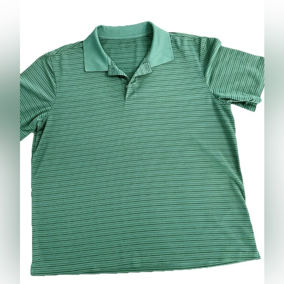 Croft & Barrow Men’s Polo Shirt Size L Green Striped Short Sleeve Collared - Picture 1 of 3